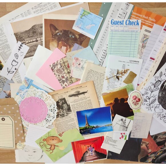 70 + Piece Ephemera Lot Junk Journal Scrapbooking Paper Supplies Mixed Bundle - Picture 3 of 8